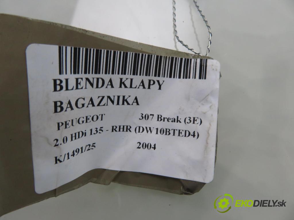 PEUGEOT 307 Break (3E) KOMBI 2004 0,00 2.0 HDi 135 - RHR (DW10BTED4) 1997,00 Zadné čelo dverí kufor 9638615777