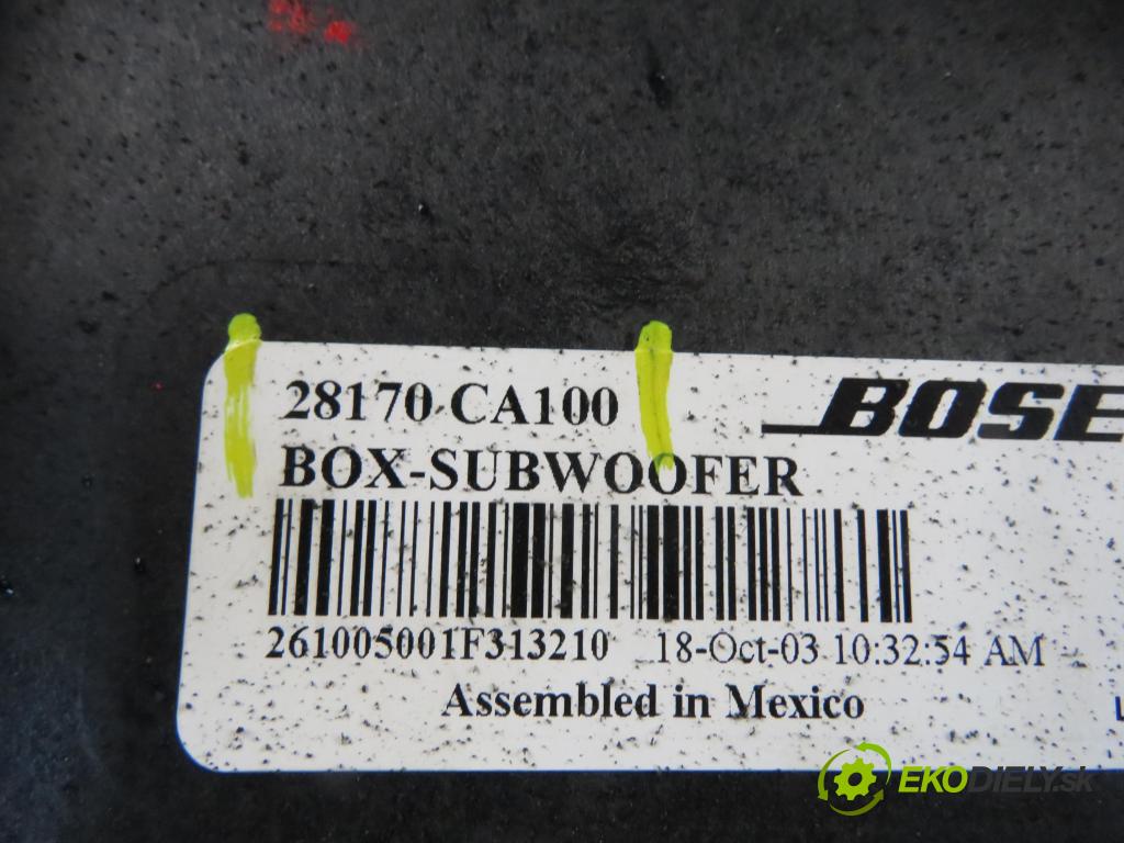 NISSAN MURANO I (Z50) SUV 2004 172,00 3.5 4x4 234 3498,00 subwoofer 28170CA100 (Audio zariadenie)