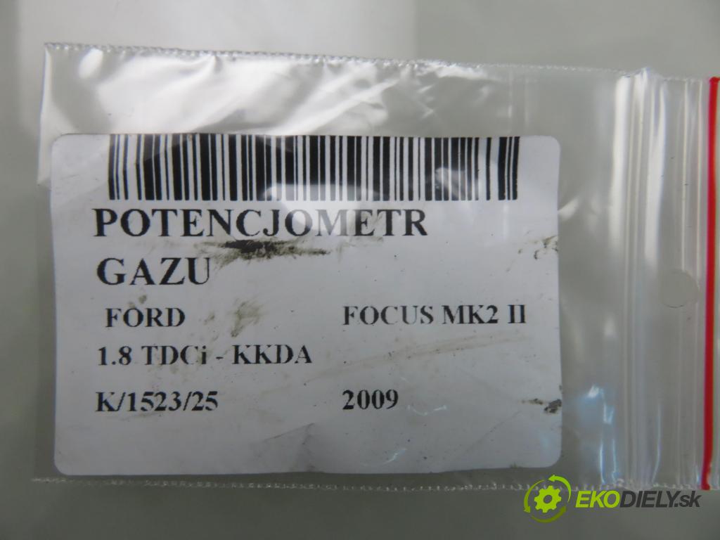 FORD FOCUS II (DA_, HCP) HB 2009 85,00 1.8 TDCi 115 - KKDA 1753,00 Potenciometer plynu 4M519F836AK (Potenciometer plynového pedálu)