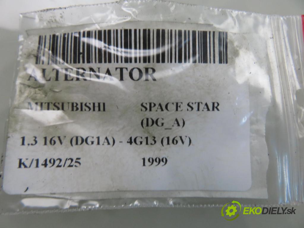 MITSUBISHI SPACE STAR nadwozie wielkoprzestrzenne (MPV) (DG_A) HB 1999 61,00 1.3 16V (DG1A) - 4G13 (16V) 1299,00 Alternátor MD357744 ; 0124325008 (Alternátor)