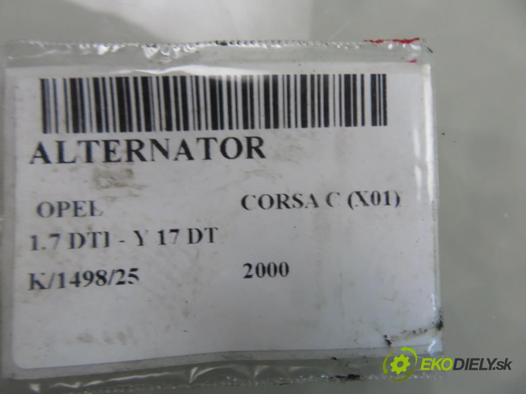 OPEL CORSA C (X01) HB 2000 55,00 1.7 DTI - Y 17 DT 1686,00 Alternátor  (Alternátor)
