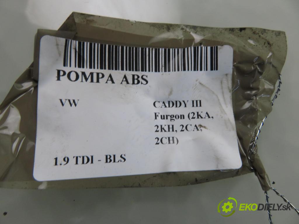 VW CADDY III Furgon (2KA, 2KH, 2CA, 2CH) FURGON 2007 77,00 1.9 TDI - BLS 1896,00 Pumpa ABS 1K0907379AC ; 10096003593 (Pumpa ABS)