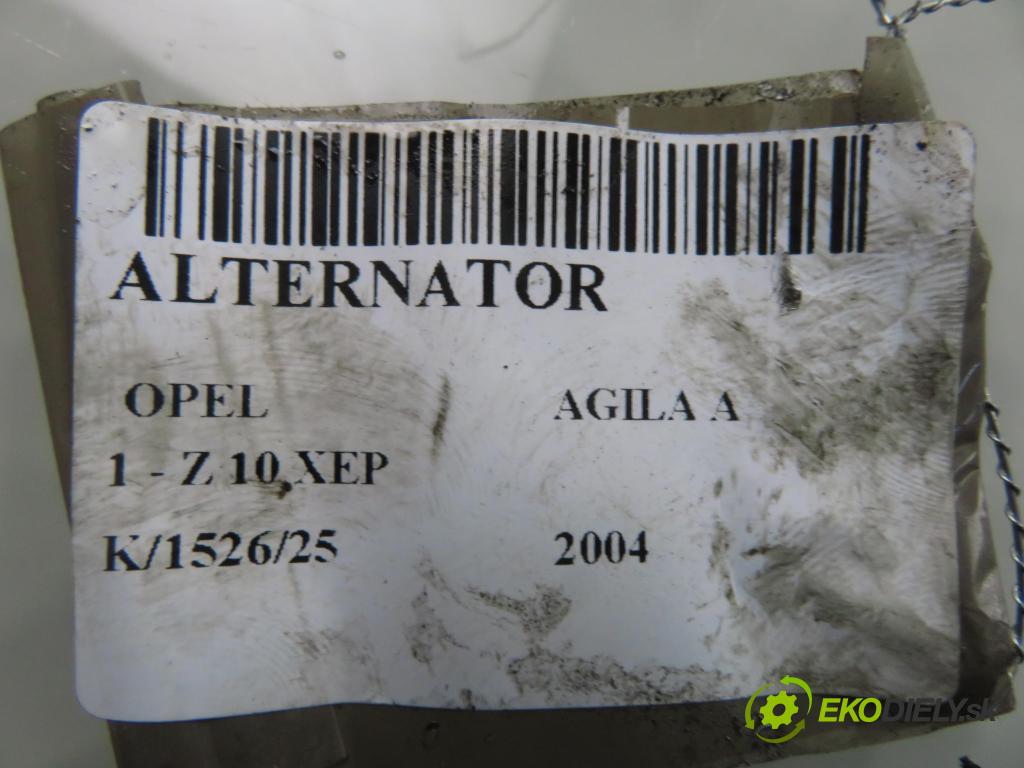 OPEL AGILA (A) (H00) HB 2004 44,00 1 - Z 10 XEP 998,00 Alternátor 0124425010 ; 13143128 (Alternátor)