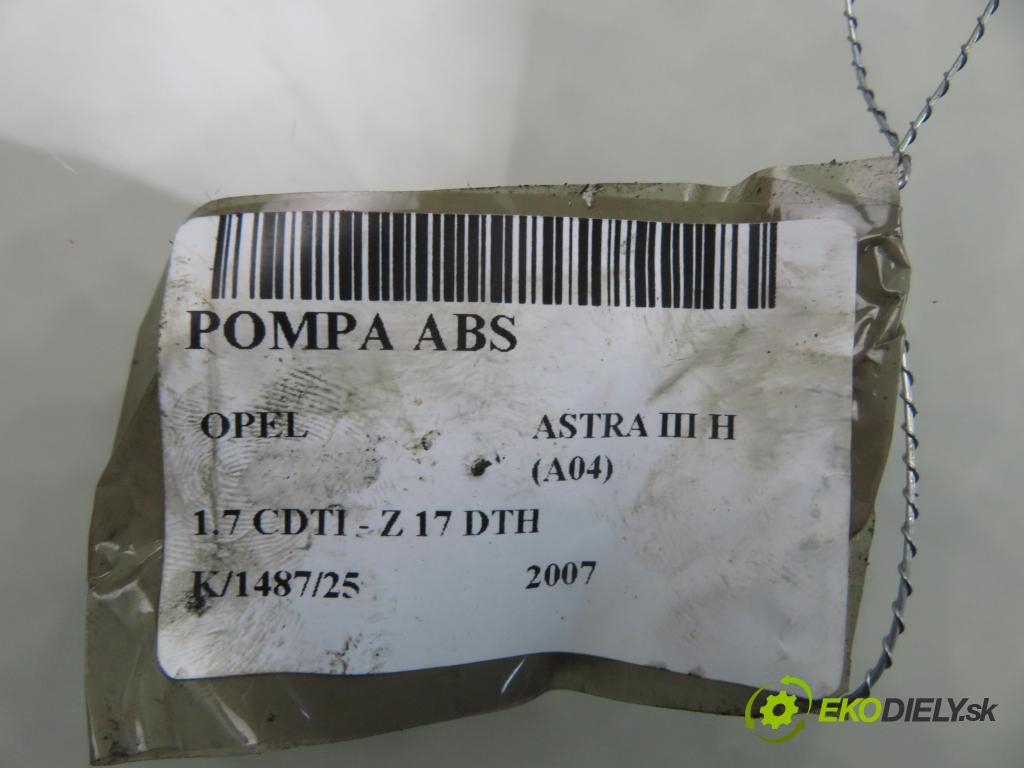 OPEL ASTRA H (A04) HB 2007 74,00 1.7 CDTI 100 - Z 17 DTH 1686,00 Pumpa ABS 10097005153 ; 13246534BE (Pumpa ABS)