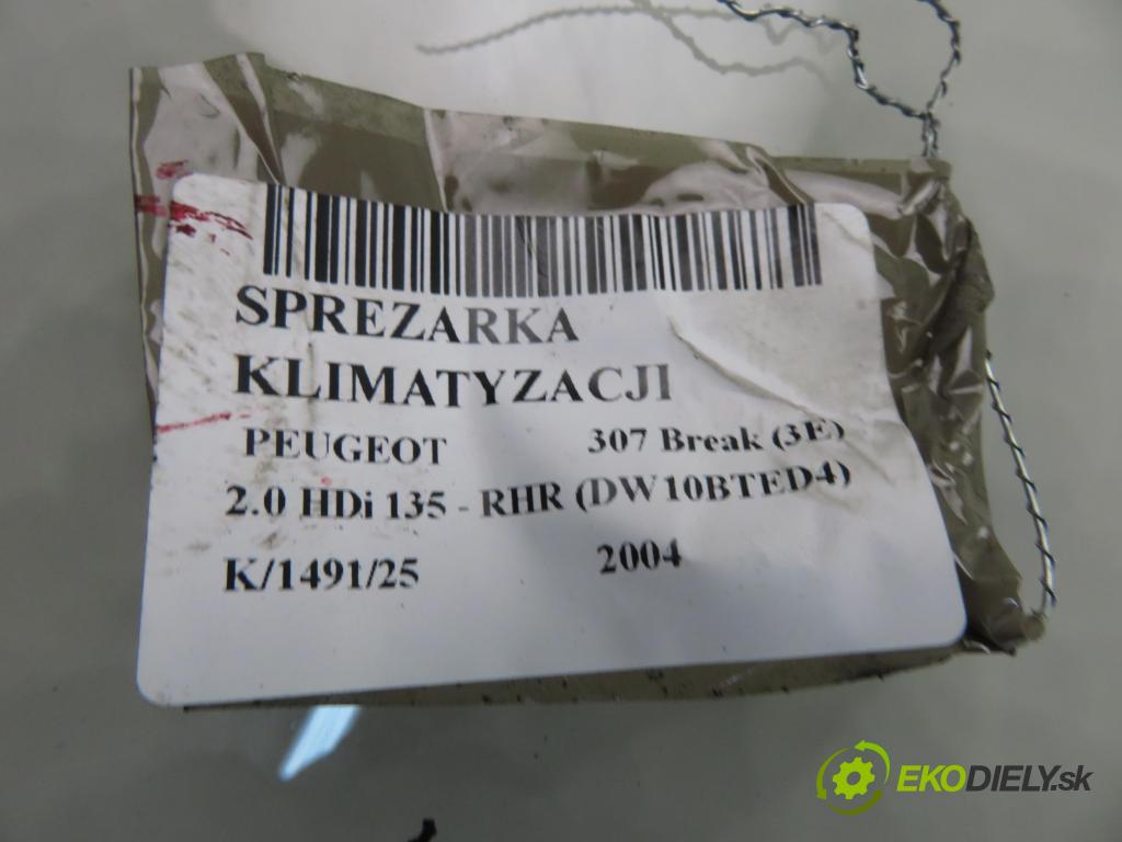 PEUGEOT 307 Break (3E) KOMBI 2004 0,00 2.0 HDi 135 - RHR (DW10BTED4) 1997,00 KOMPRESOR: klimatizácie 9647213380 (Kompresor klimatizácie)
