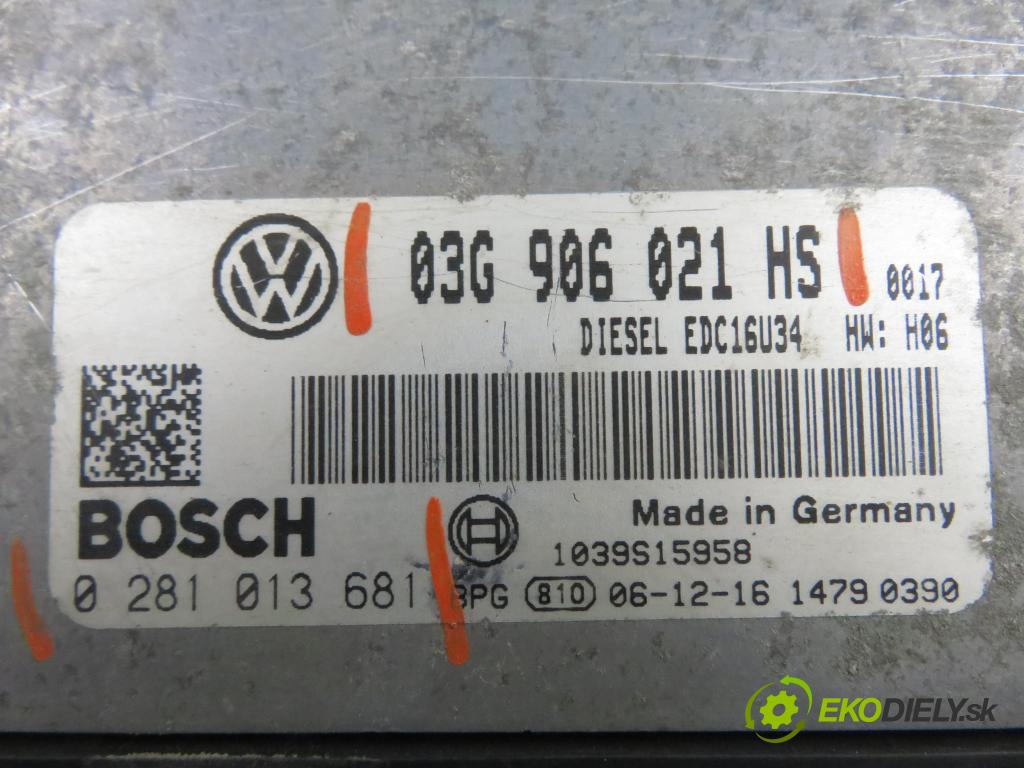 VW CADDY III Furgon (2KA, 2KH, 2CA, 2CH) FURGON 2007 77,00 1.9 TDI - BLS 1896,00 řídící jednotka motora 03G906021HS ; 0281013681