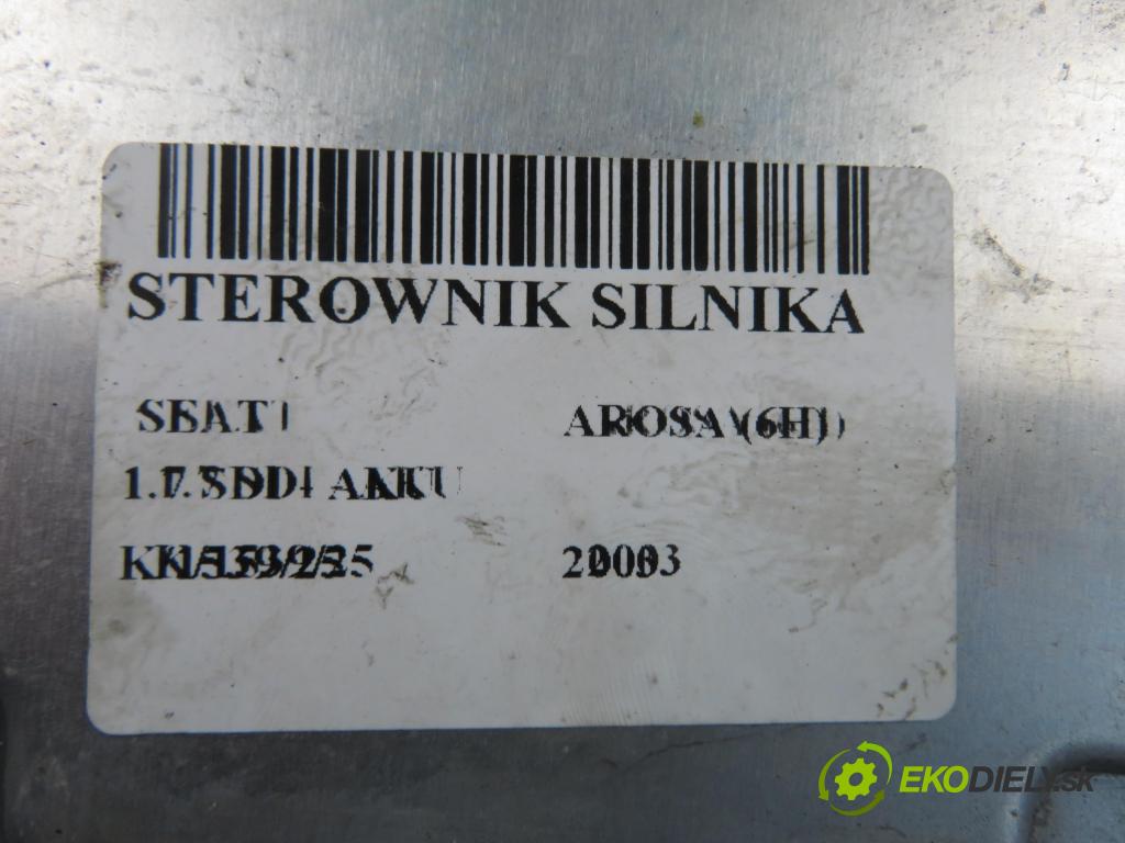 SEAT AROSA (6H) HB 2003 44,00 1.7 SDI - AKU 1716,00 řídící jednotka motora 038906012CM ; 0281010379
