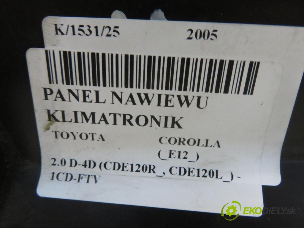 TOYOTA COROLLA (_E12_) HB 2005 85,00 2.0 D-4D 116 (CDE120R_, CDE120L_) - 1CD-FTV 1995,00 Panel topení KLIMATRONIK 8865012A11 ; 1776001560 ; 554111A240