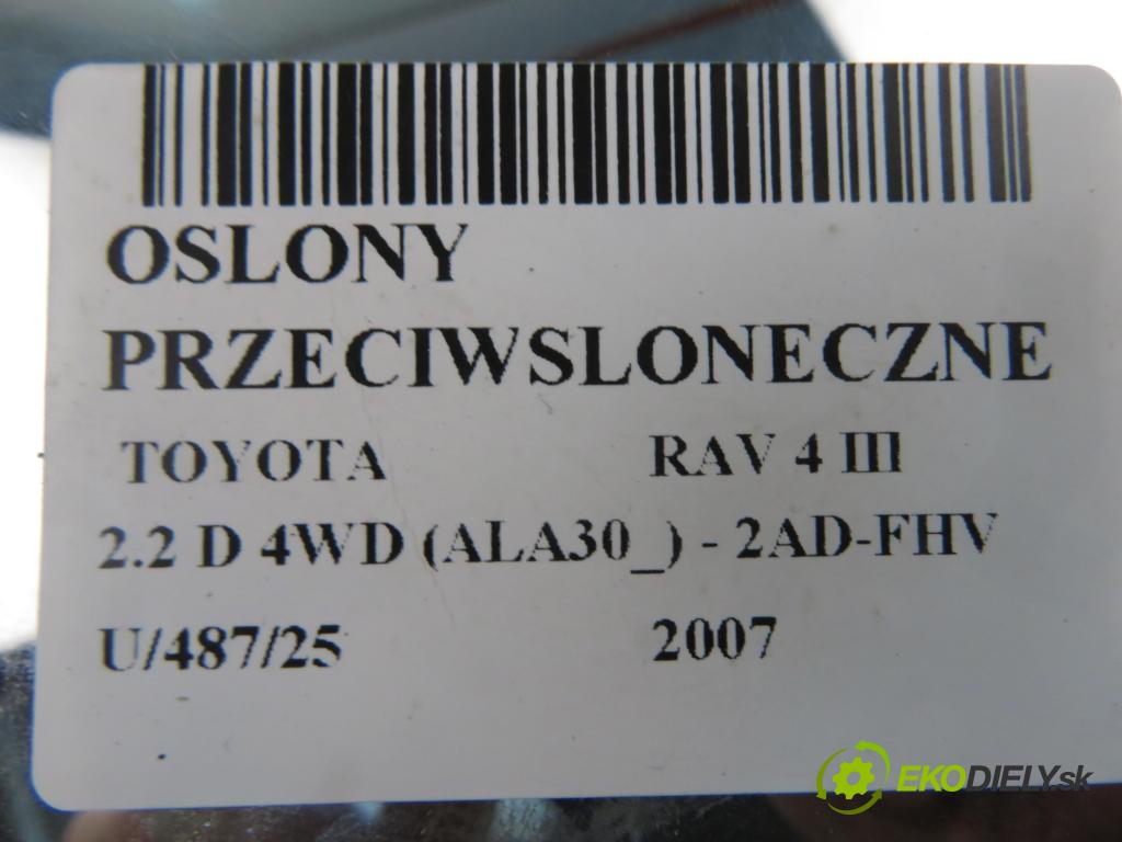 TOYOTA RAV 4 III (_A3_) SUV 2007 130,00 2.2 D 4WD 177 - 2AD-FHV 2231,00 kryty protislnečné 