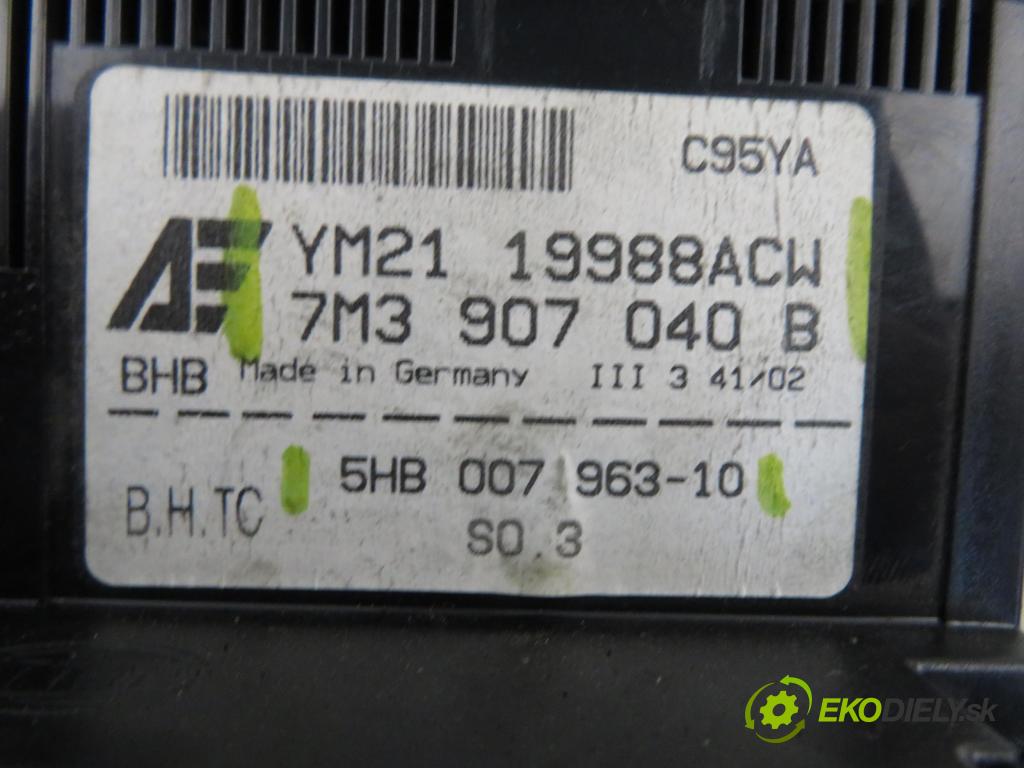 VW SHARAN (7M8, 7M9, 7M6) MINIVAN 2002 85,00 1.9 TDI PD 115 - AUY 1896,00 Panel kúrenia KLIMATRONIK 7M3907040B ; YM2119988ACW ; 5HB0079631