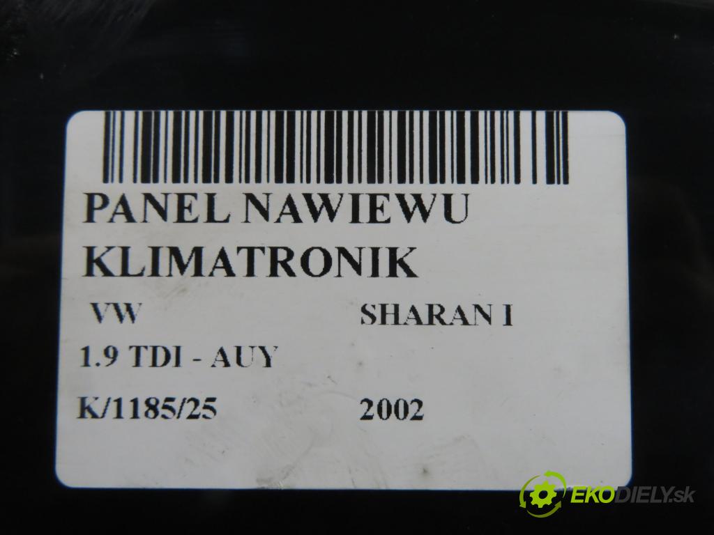 VW SHARAN (7M8, 7M9, 7M6) MINIVAN 2002 85,00 1.9 TDI PD 115 - AUY 1896,00 Panel kúrenia KLIMATRONIK 7M3907040B ; YM2119988ACW ; 5HB0079631