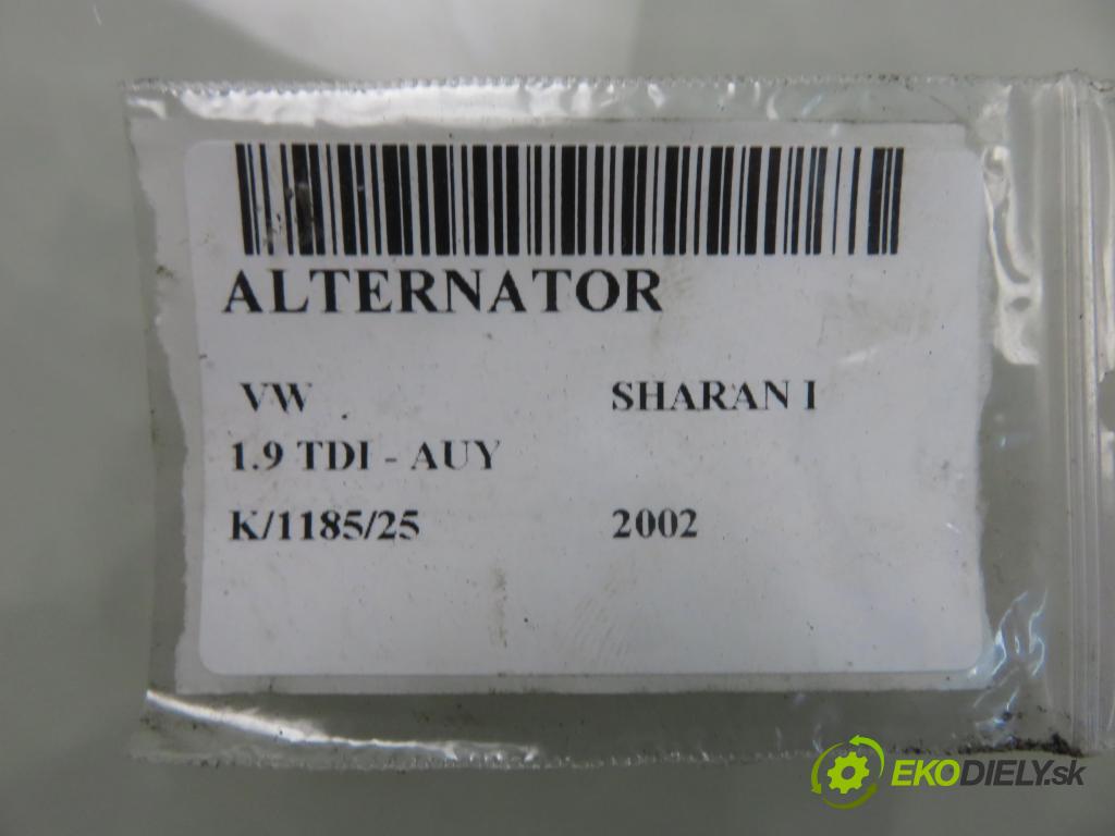 VW SHARAN (7M8, 7M9, 7M6) MINIVAN 2002 85,00 1.9 TDI PD 115 - AUY 1896,00 Alternátor  (Alternátor)