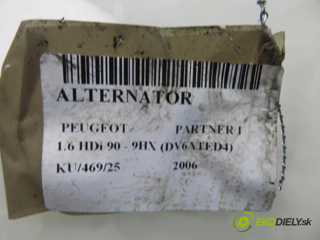 PEUGEOT PARTNER Combispace (5F) KOMBIVAN 2006 66,00 1.6 HDi 90 - 9HX 1560,00 Alternátor 9646321780 (Alternátor)