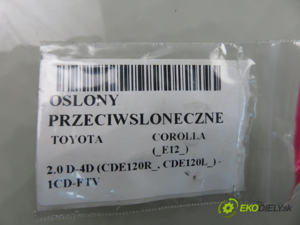 TOYOTA COROLLA (_E12_) HB 2005 85,00 2.0 D-4D 116 (CDE120R_, CDE120L_) - 1CD-FTV 1995,00 kryty protislnečné