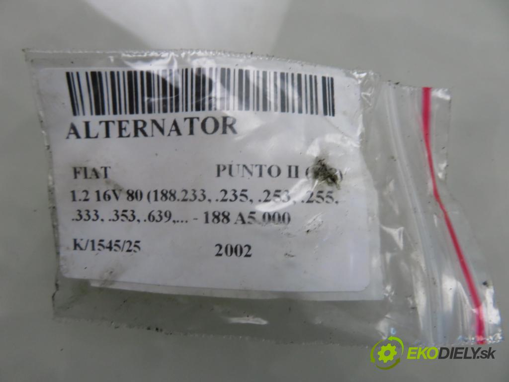 FIAT PUNTO (188_) HB 2002 59,00 1.2 16V 80 - 188 A5.000 1242,00 Alternátor  (Alternátor)
