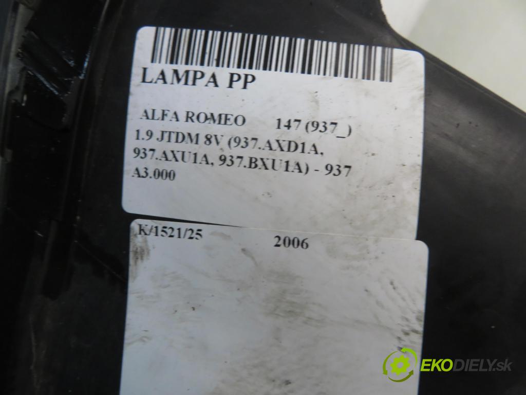 ALFA ROMEO 147 (937_) HB 2006 88,00 1.9 JTDM 8V (937.AXD1A, 937.AXU1A, 937.BXU1A) - 93 1910,00 Svetlo PP 