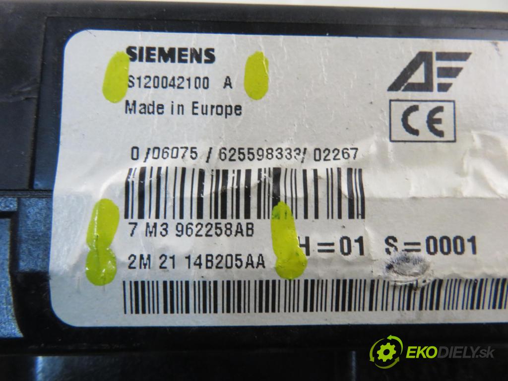 VW SHARAN (7M8, 7M9, 7M6) MINIVAN 2002 85,00 1.9 TDI PD 115 - AUY 1896,00 MODUL BSI 7M3962258AB ; S120042100A ; 2M2114B205AA