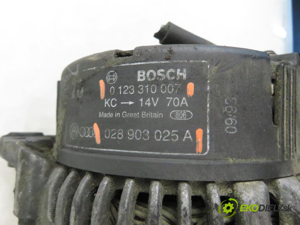 AUDI 80 (8C, B4) SEDAN 1993 66,00 1.9 TDI - 1Z 1896,00 Alternátor 0123310007 ; 028903025A (Alternátor)