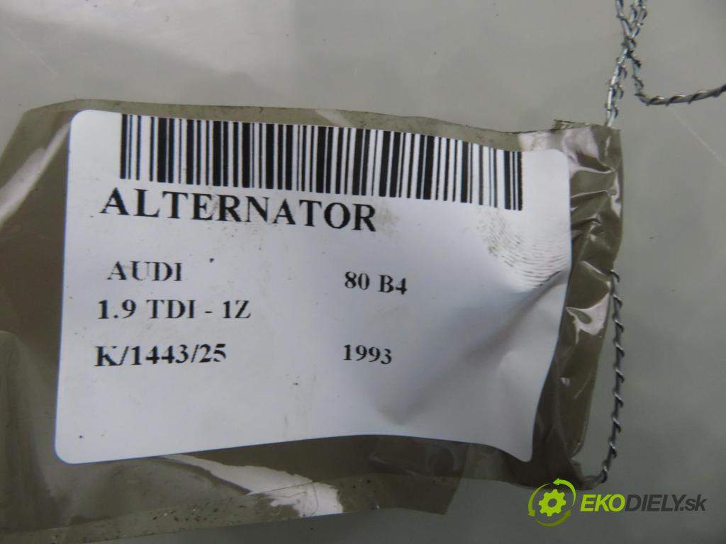 AUDI 80 (8C, B4) SEDAN 1993 66,00 1.9 TDI - 1Z 1896,00 Alternátor 0123310007 ; 028903025A (Alternátor)