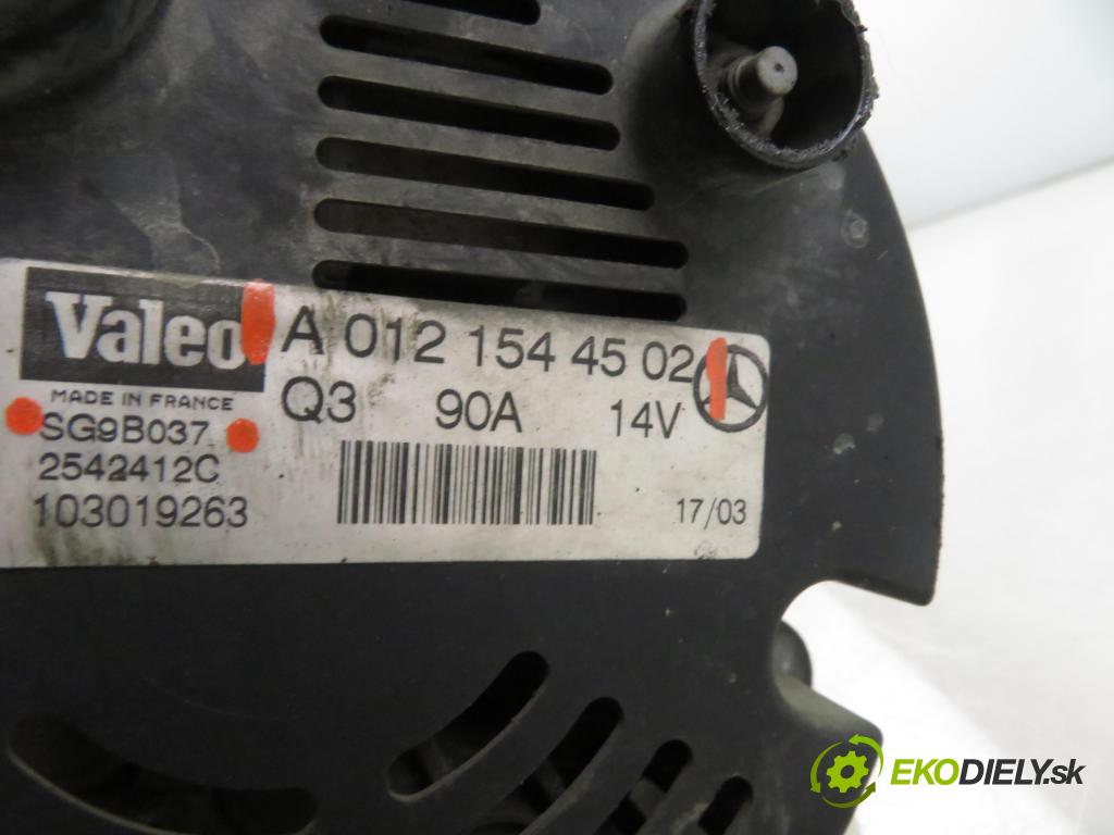 MERCEDES-BENZ KLASA A (W168) HB 1999 60,00 1.4 A 140 82 - M 166.940 1397,00 Alternátor A0121544502 ; SG9B037 (Alternátor)