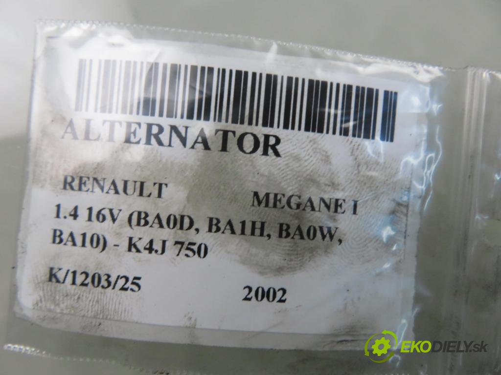 RENAULT MEGANE I (BA0/1_) FASTBACK 2002 70,00 1.4 16V 95 - K4J 750 1390,00 Alternátor 7700434899 ; 0124325031 (Alternátor)