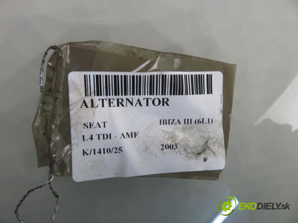SEAT IBIZA III (6L1) HB 2003 55,00 1.4 TDI 75 - AMF 1422,00 Alternátor 0124325001 (Alternátor)
