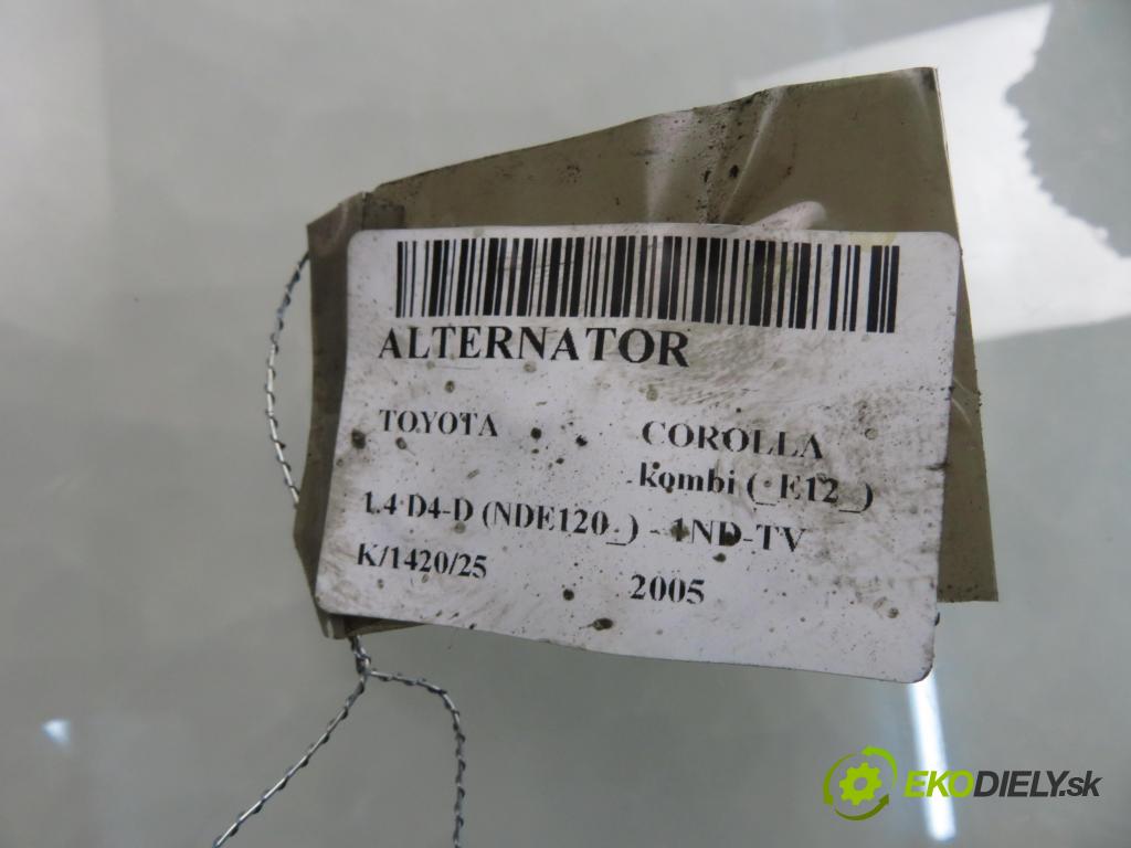 TOYOTA COROLLA kombi (_E12_) KOMBI 2005 0,00 1.4 D4-D (NDE120_) - 1ND-TV 1364,00 Alternátor 2706033071 ; 1042104101 (Alternátor)