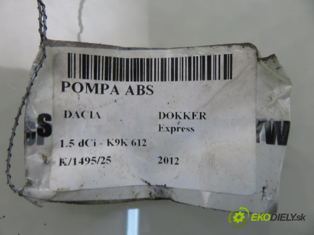 DACIA DOKKER Express FURGON 2012 0,00 1.5 dCi - K9K 612 1461,00 Pumpa ABS 10091514463 ; 476608587R ; 10022002024 (Pumpa ABS)