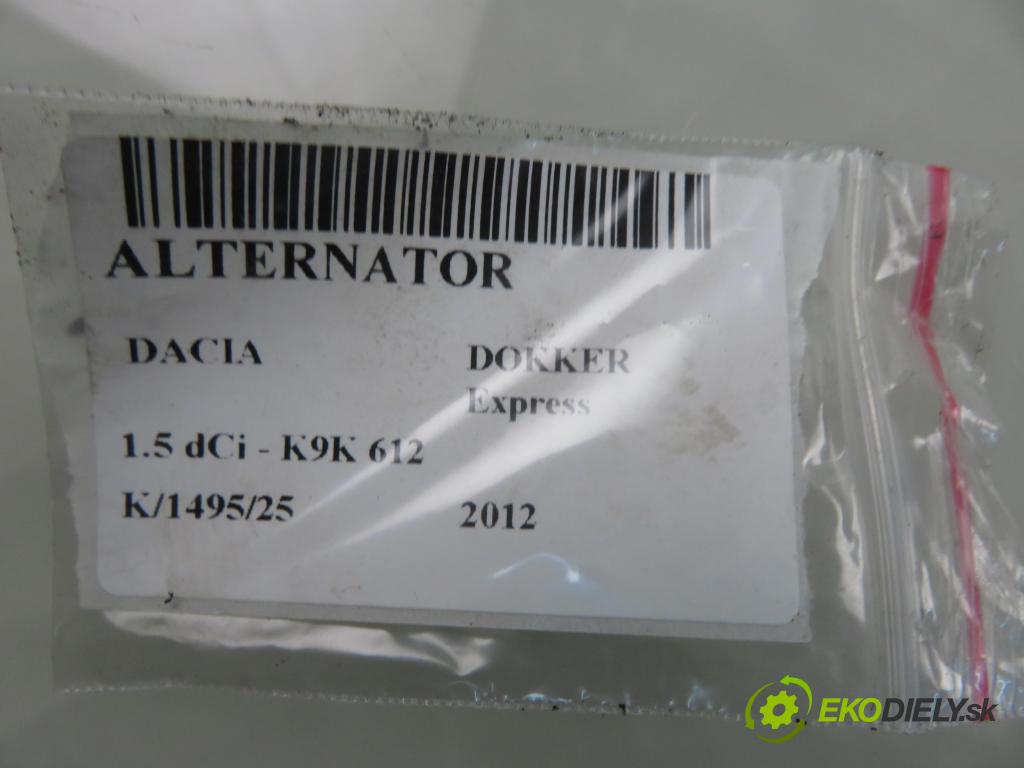 DACIA DOKKER Express FURGON 2012 0,00 1.5 dCi - K9K 612 1461,00 Alternátor 231002949R (Alternátor)