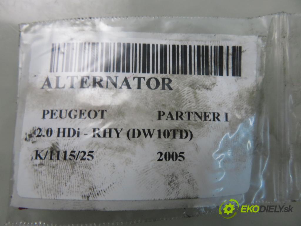 PEUGEOT PARTNER Skrzynia (5_, G_) FURGON 2005 66,00 2.0 HDi - RHY (DW10TD) 1997,00 Alternátor 9646321780 (Alternátor)