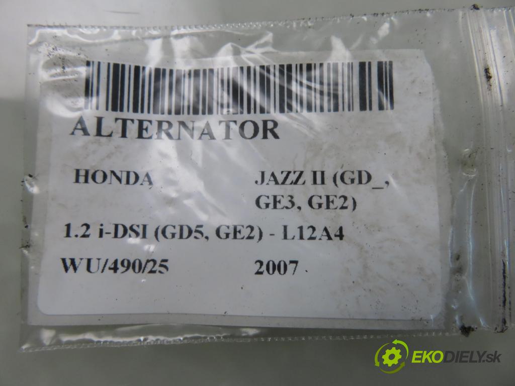 HONDA JAZZ II (GD_, GE3, GE2) HB 2007 57,00 1.2 i-DSI (GD5, GE2) - L12A4 1243,00 Alternátor A5TB1391ZD ; AHGA69 (Alternátor)