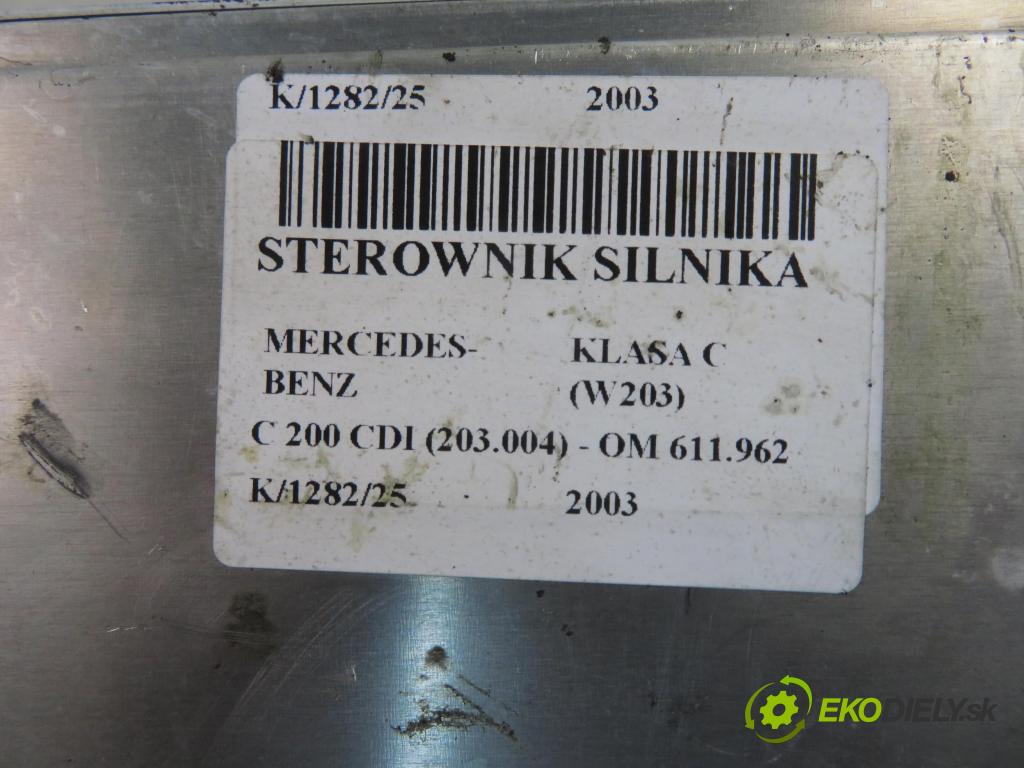 MERCEDES-BENZ KLASA C (W203) SEDAN 2003 85,00 C 200 CDI 116 - OM 611.962 2148,00 Riadiaca jednotka Motor A6111537879 ; 0281011002
