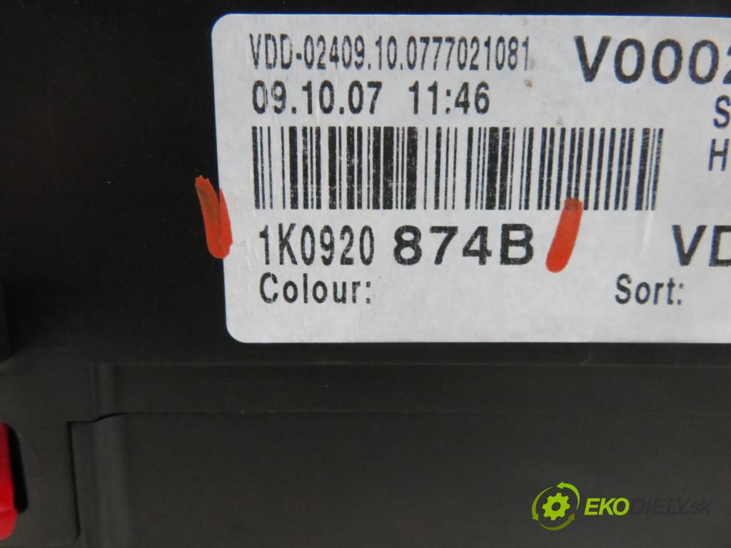 VW GOLF V (1K1) HB 2007 103,00 2.0 TDI 16V 4motion - BKD 1968,00 Prístrojovka elektrický 1K0920874B ; 110080375005