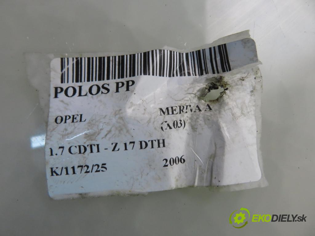 OPEL MERIVA A nadwozie wielkoprzestrzenne (MPV) (X03) HB 2006 74,00 1.7 CDTI - Z 17 DTH 1686,00 poloos LP 