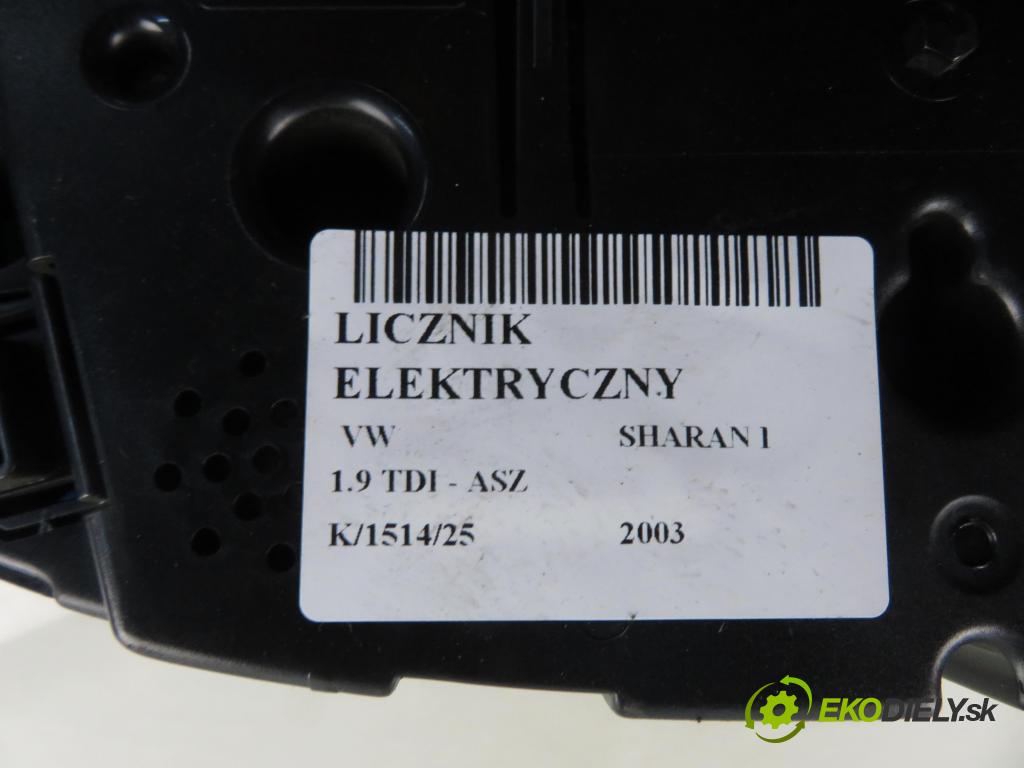 VW SHARAN (7M8, 7M9, 7M6) VAN 2003 96,00 1.9 TDI PD 130 - ASZ 1896,00 Prístrojovka elektrický 7M3920840N ; 110080032013