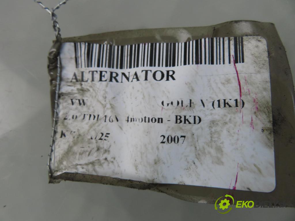 VW GOLF V (1K1) HB 2007 103,00 2.0 TDI 16V 4motion - BKD 1968,00 Alternátor 06F903023C (Alternátor)