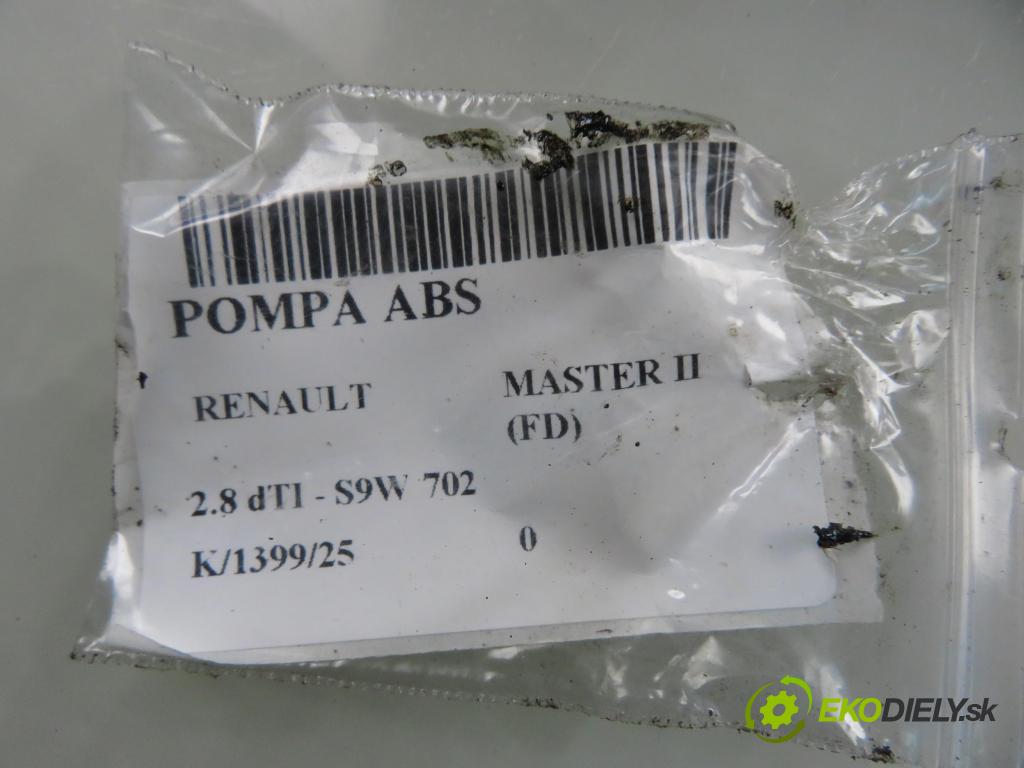 RENAULT MASTER II Skrzynia (FD) FURGON 1999 84,00 2.8 dTI - S9W 702 2799,00 Pumpa ABS 10094614013 ; 10020400764 ; 7700302426 (Pumpa ABS)