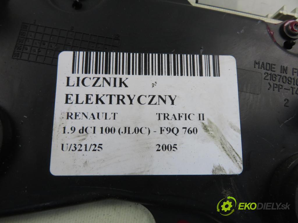 RENAULT TRAFIC II Autobus (JL) BUS 2005 74,00 1.9 dCI 100 (JL0C) - F9Q 760 1870,00 Prístrojovka elektrický P8200390128