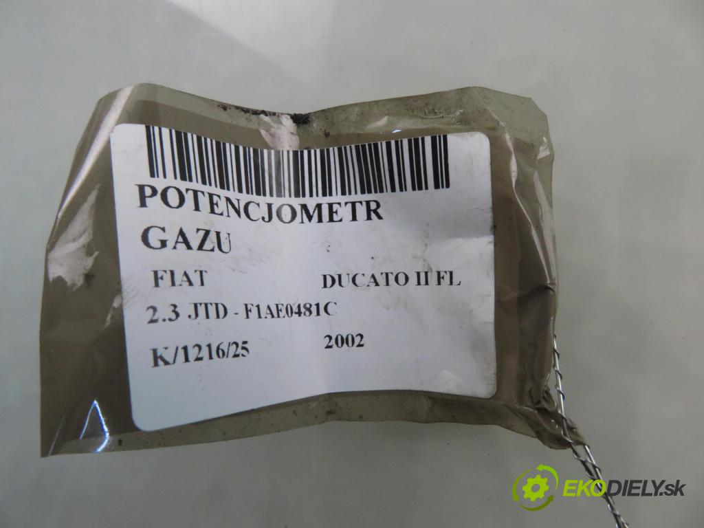 FIAT DUCATO Skrzynia (244_) BUS 2002 81,00 2.3 JTD - F1AE0481C 2286,00 Potenciometer plynu 1326536080 ; 6PV00245008 (Potenciometer plynového pedálu)