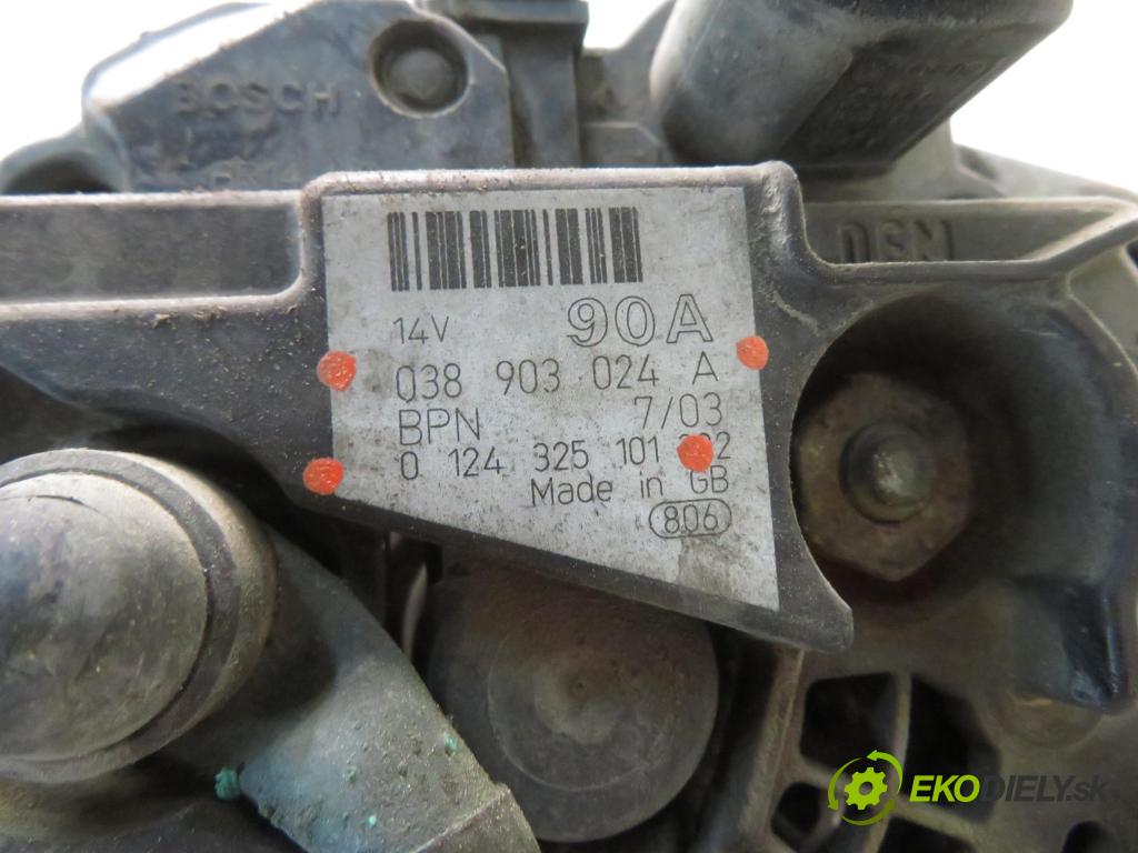 VW SHARAN (7M8, 7M9, 7M6) VAN 2003 96,00 1.9 TDI PD 130 - ASZ 1896,00 Alternátor 038903024A ; 0124325101 (Alternátor)
