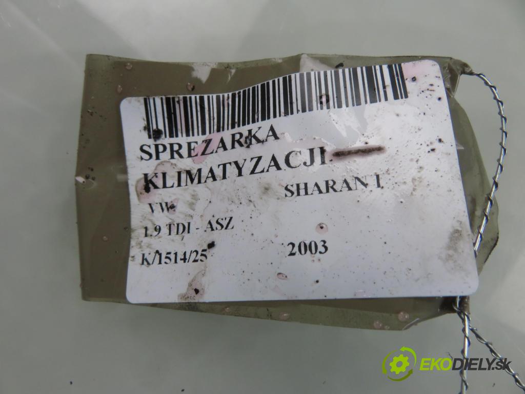 VW SHARAN (7M8, 7M9, 7M6) VAN 2003 96,00 1.9 TDI PD 130 - ASZ 1896,00 KOMPRESOR: klimatizácie 7M3820803A ; YM2H19D629BB (Kompresor klimatizácie)