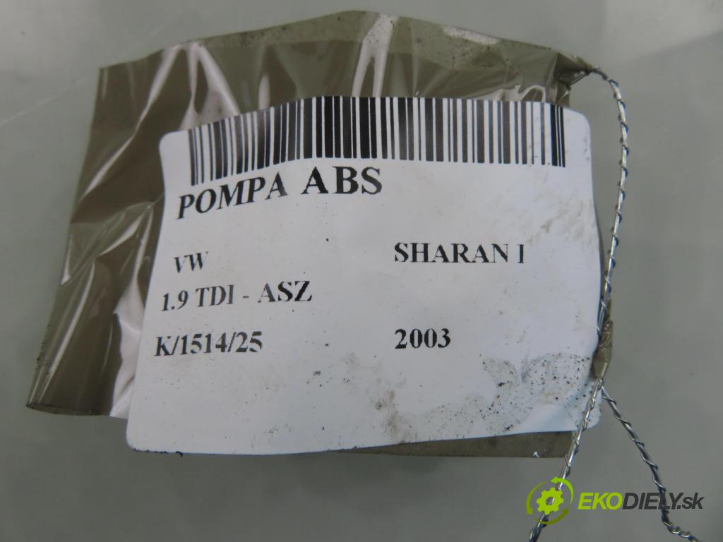 VW SHARAN (7M8, 7M9, 7M6) VAN 2003 96,00 1.9 TDI PD 130 - ASZ 1896,00 Pumpa ABS 7M3907379E ; 10092503063 ; 5WK84013 (Pumpa ABS)