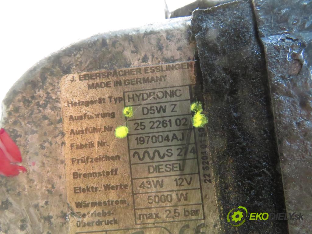 TOYOTA COROLLA (_E12_) HB 2003 85,00 2.0 D-4D 116 (CDE120R_, CDE120L_) - 1CD-FTV 1995,00 Webasto 25226102 ; D5WZ (Webasto (nezávislé kúrenie))