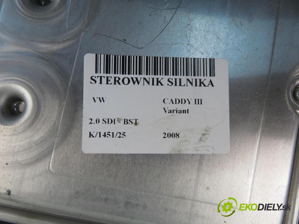VW CADDY III Variant (2KB, 2KJ, 2CB, 2CJ) FURGON 2008 51,00 2.0 SDI - BST 1968,00 Riadiaca jednotka Motor 03G906016LF ; 0281014069