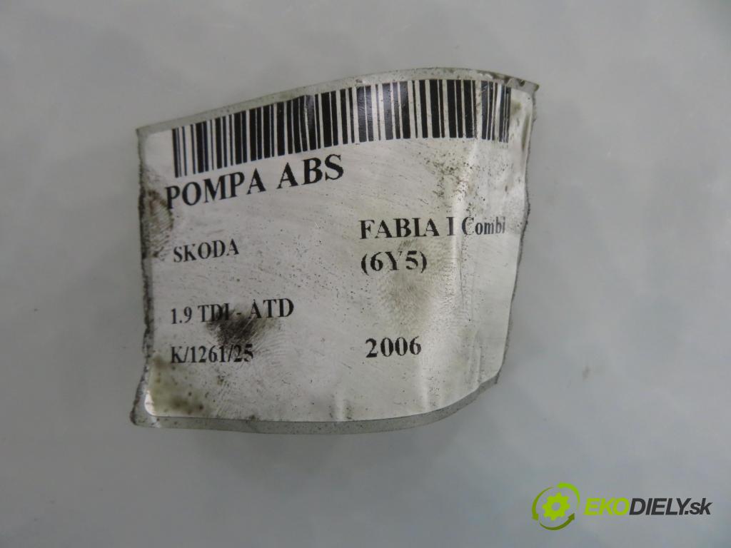 SKODA FABIA I Combi (6Y5) KOMBI 2006 74,00 1.9 TDI - ATD 1896,00 Pumpa ABS 0265800512 ; 6Q0614417P ; 0265231715 (Pumpa ABS)