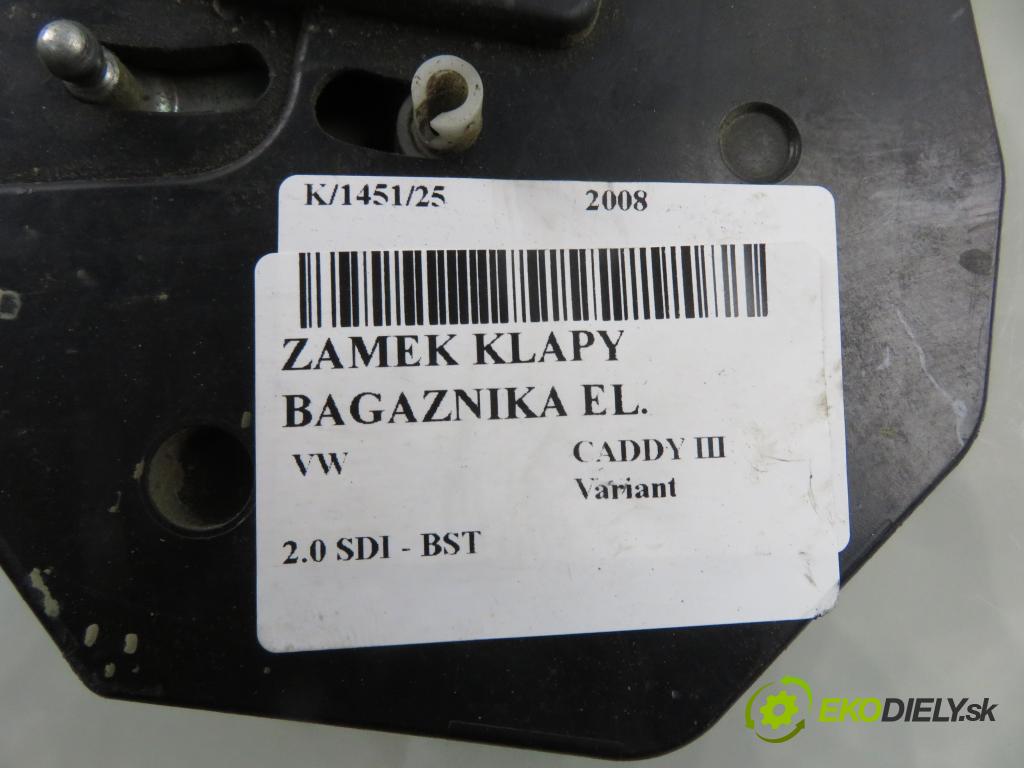 VW CADDY III Variant (2KB, 2KJ, 2CB, 2CJ) FURGON 2008 51,00 2.0 SDI - BST 1968,00 zámok dverí kufor EL. 2K0827426C