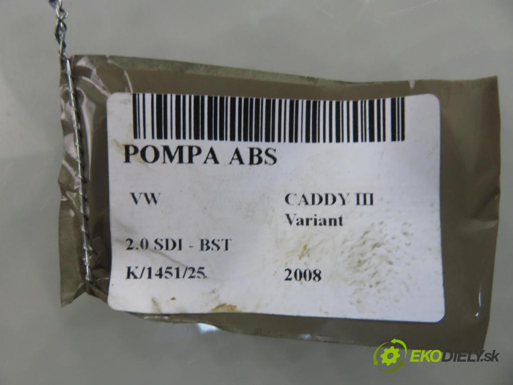 VW CADDY III Variant (2KB, 2KJ, 2CB, 2CJ) FURGON 2008 51,00 2.0 SDI - BST 1968,00 Pumpa ABS 1K0907379AC ; 10096003593 (Pumpa ABS)