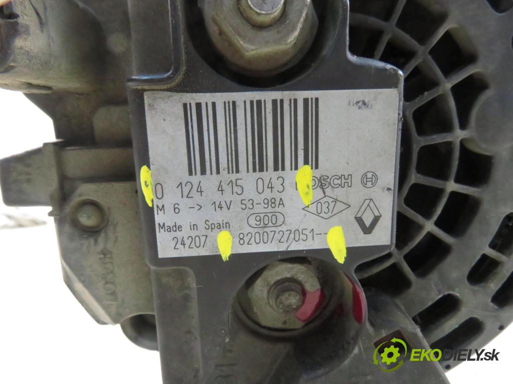 DACIA LOGAN MCV (KS_) KOMBI 2007 55,00 1.4 - K7J 710 1390,00 Alternátor 8200727051 ; 0124415043 (Alternátor)