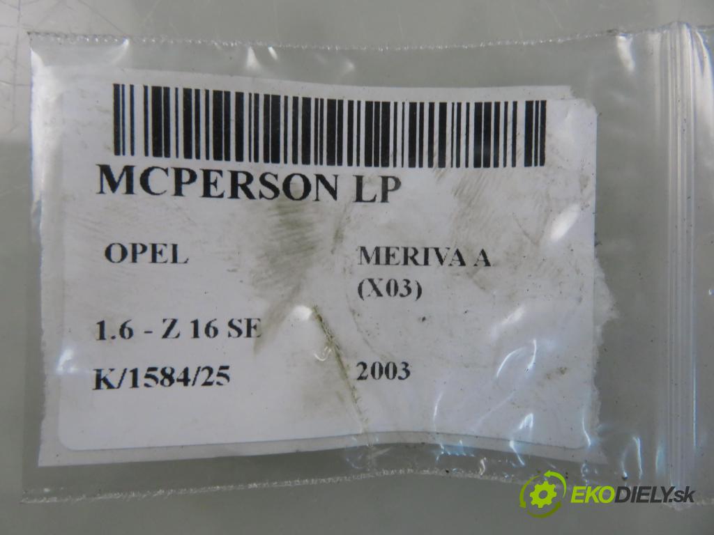 OPEL MERIVA A nadwozie wielkoprzestrzenne (MPV) (X03) HB 2003 64,00 1.6 - Z 16 SE 1598,00 MCPERSON LP DSB176G