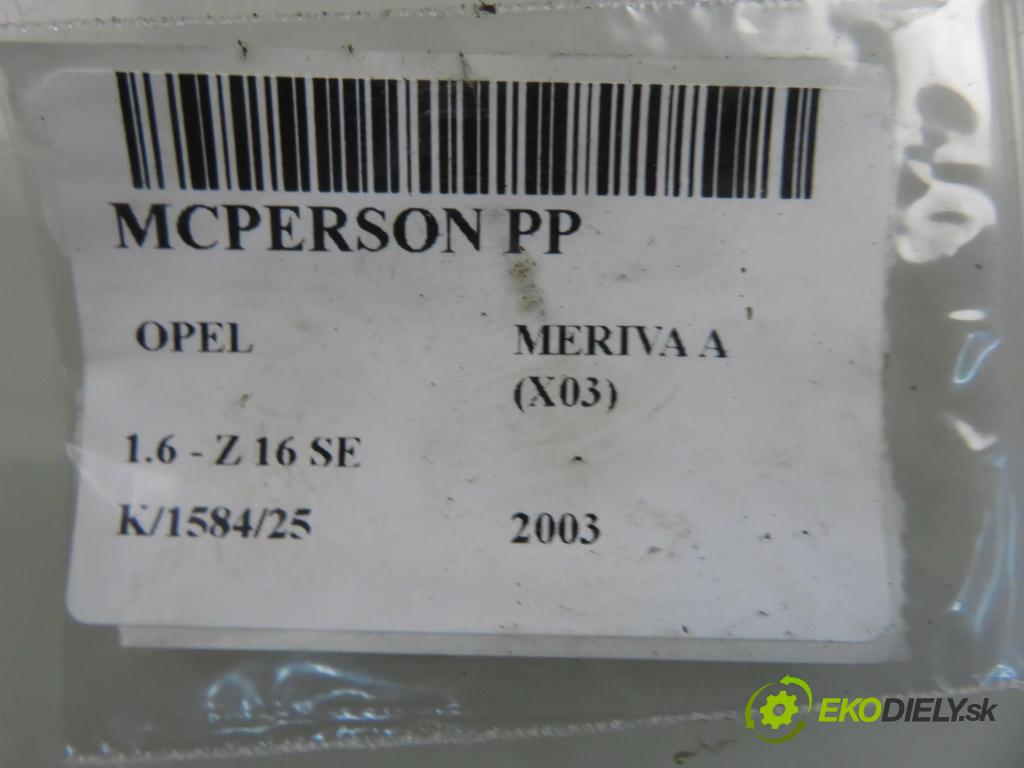 OPEL MERIVA A nadwozie wielkoprzestrzenne (MPV) (X03) HB 2003 64,00 1.6 - Z 16 SE 1598,00 MCPERSON PP DSB175G